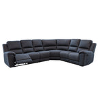 Harlee 6 Seater Fabric Corner Modular Sofa with End Manual Recliners-Aegean