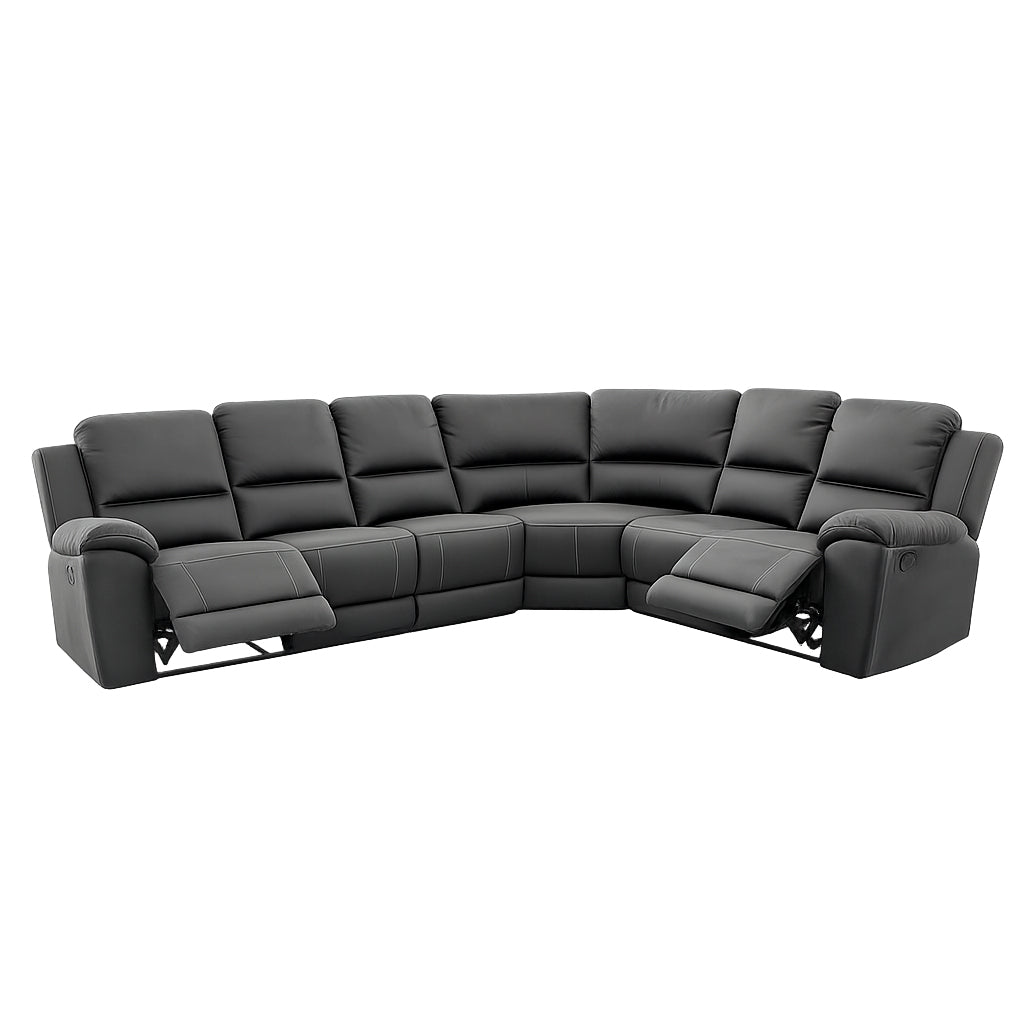 Harlee 6 Seater Fabric Corner Modular Sofa with End Power Recliners-Anchor