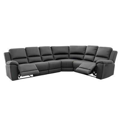 Harlee 6 Seater Fabric Corner Modular Sofa with End Manual Recliners-Anchor