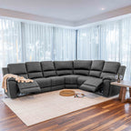Harlee 6 Seater Fabric Corner Modular Sofa with End Power Recliners-Anchor