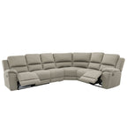 Harlee 6 Seater Fabric Corner Modular Sofa with End Manual Recliners-Mist