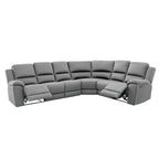 Harlee 6 Seater Fabric Corner Modular Sofa with End Power Recliners-Shadow