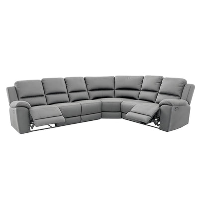 Harlee 6 Seater Fabric Corner Modular Sofa with End Power Recliners-Shadow