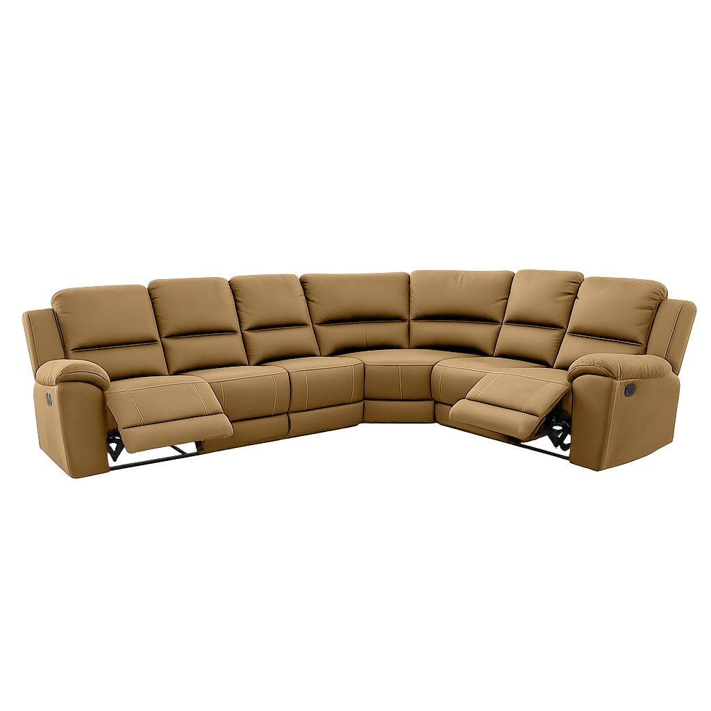 Harlee 6 Seater Fabric Corner Modular Sofa with End Manual Recliners-Windsor