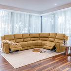 Harlee 6 Seater Fabric Corner Modular Sofa with End Manual Recliners-Windsor