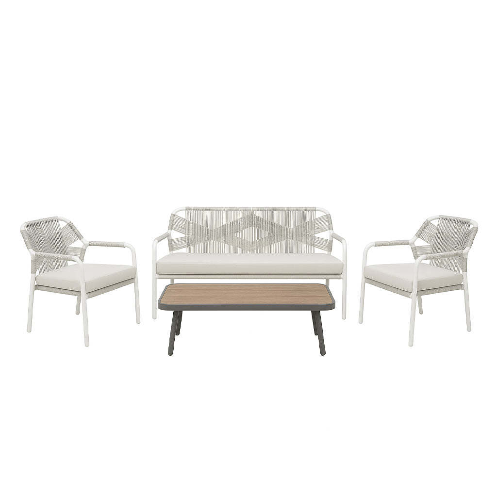 Havana 4 Piece Outdoor Lounge Set-Pearl White