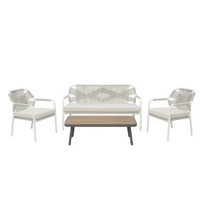 Havana 4 Piece Outdoor Lounge Set-Pearl White
