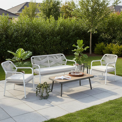 Havana 4 Piece Outdoor Lounge Set-Pearl White hover image