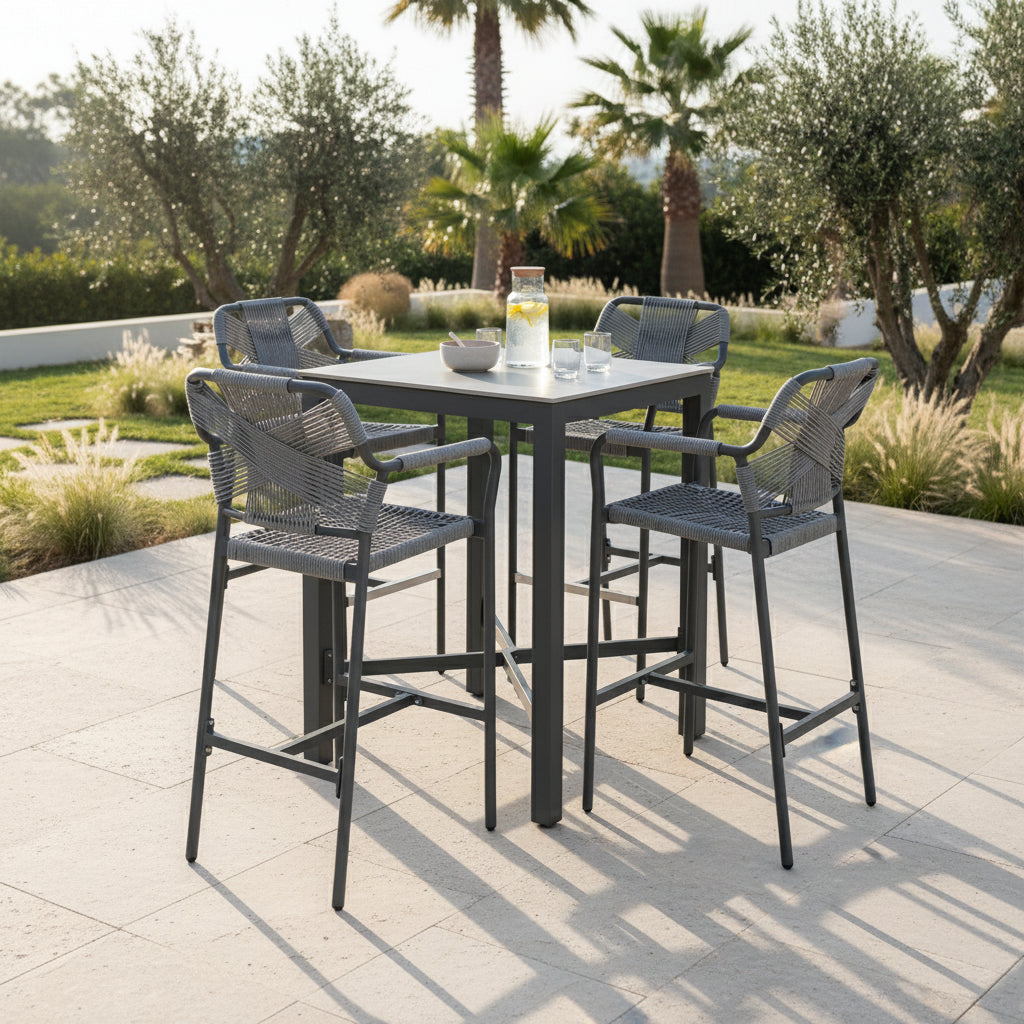 Havana 5 Piece Outdoor Bar Set-Dark Grey
