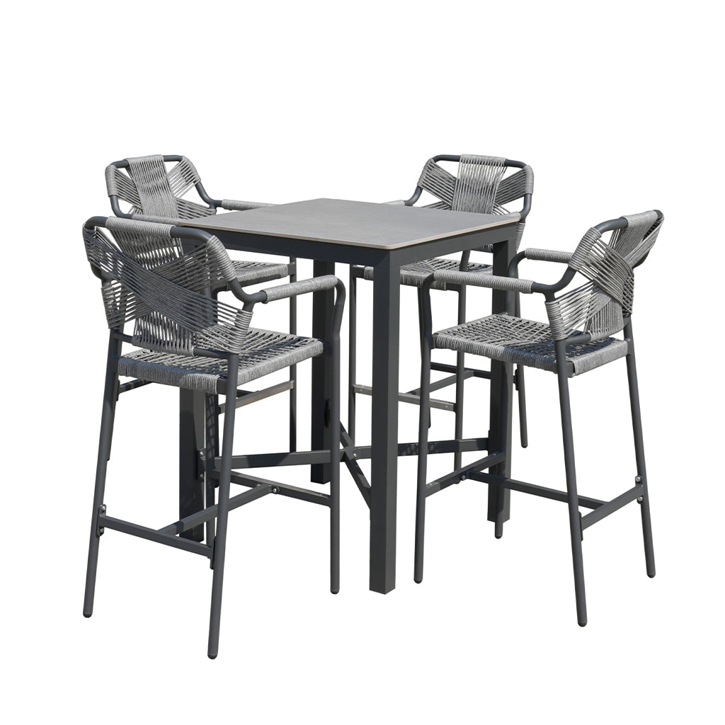 Havana 5 Piece Outdoor Bar Set-Dark Grey