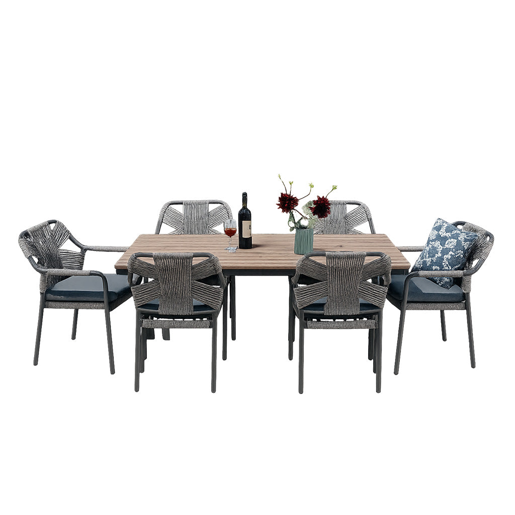 Havana 7 Piece Outdoor Dining Set-Dark Grey