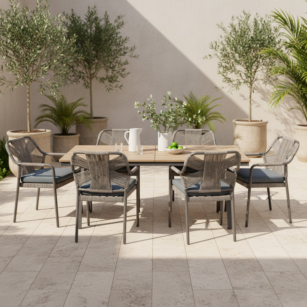 Havana 7 Piece Outdoor Dining Set-Dark Grey
