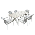 Havana 7 Piece Outdoor Dining Set-Pearl White