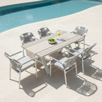 Havana 7 Piece Outdoor Dining Set-Pearl White