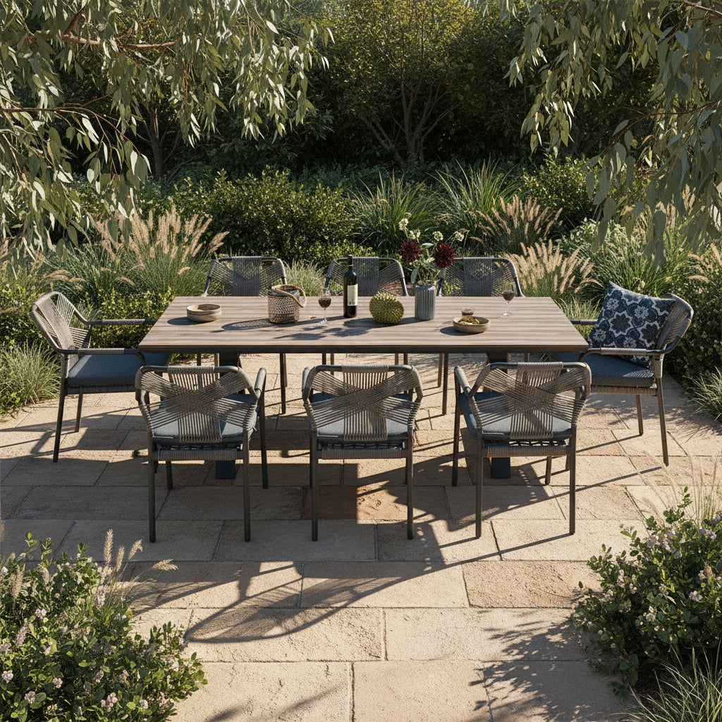 Havana 9 Piece Outdoor Dining Set-Dark Grey