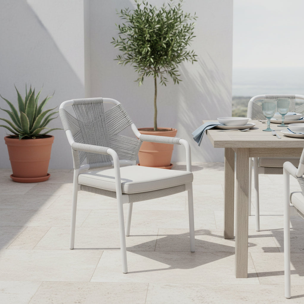 Havana Outdoor Dining Chair-Pearl White