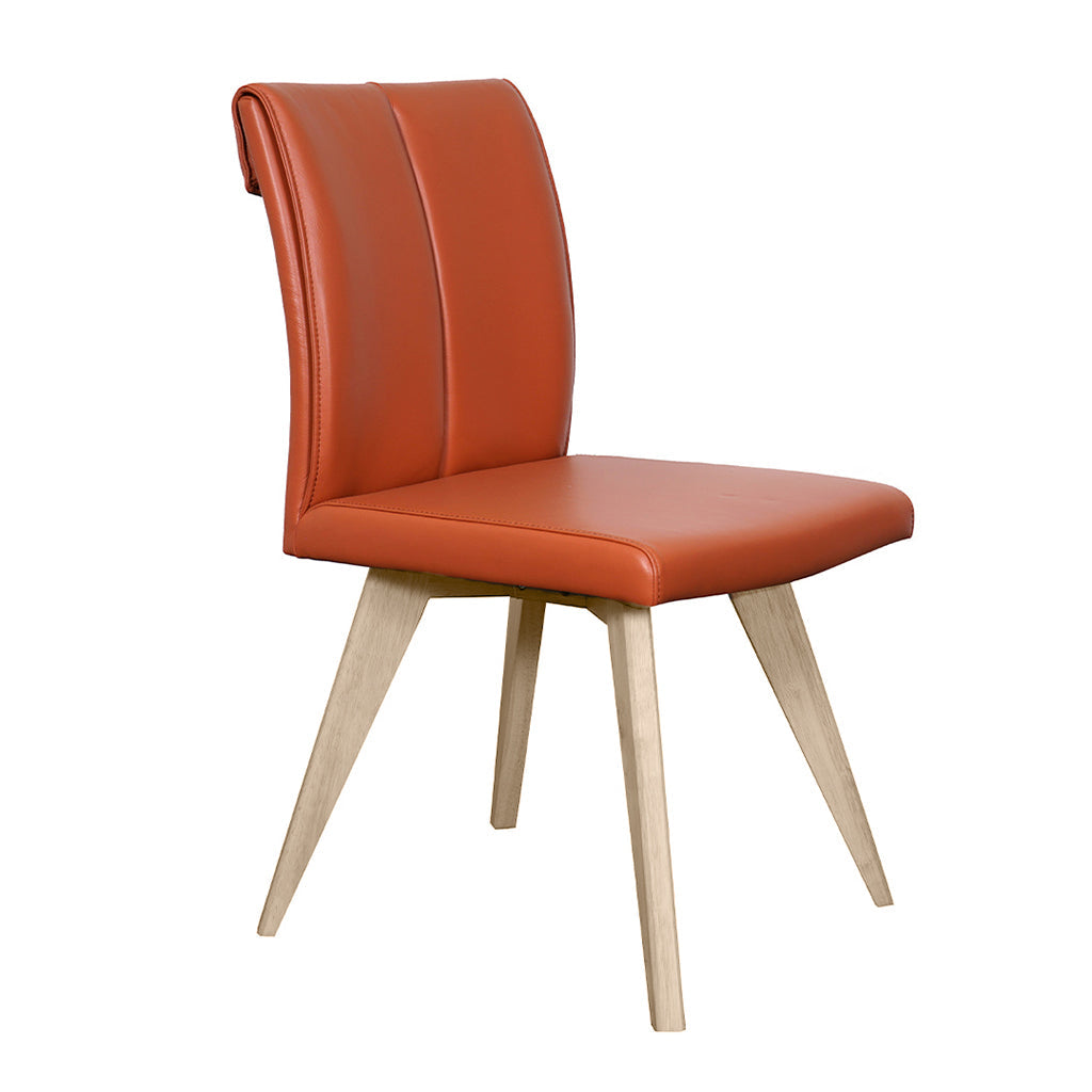 Hendriks Leather Dining Chair-Terracotta Leather with Raw Base