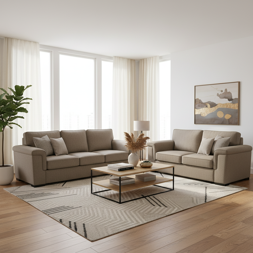 Hudson Fabric Sofa Set 3.5 Seater+2 Seater-Mink