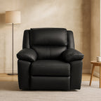 Ibis Leather Manual Recliner-Black