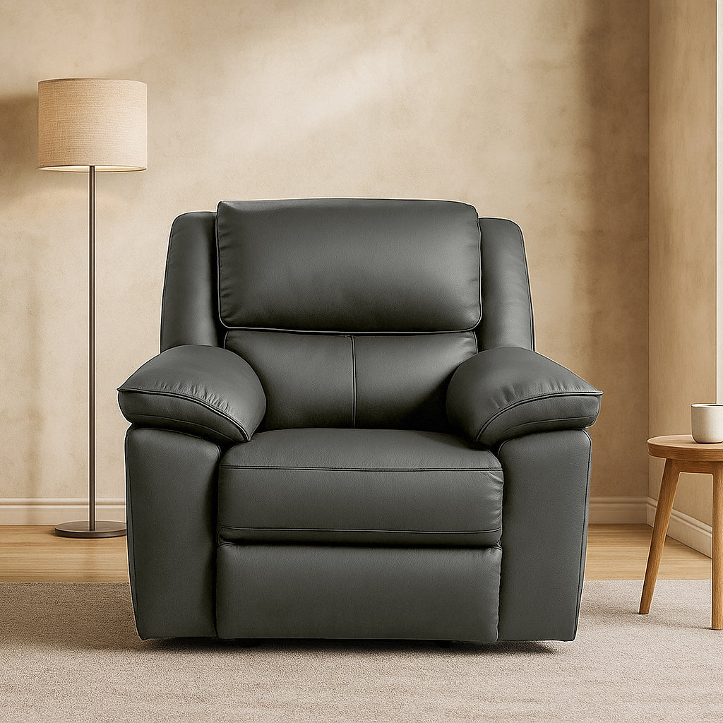 Ibis Leather Manual Recliner-Charcoal