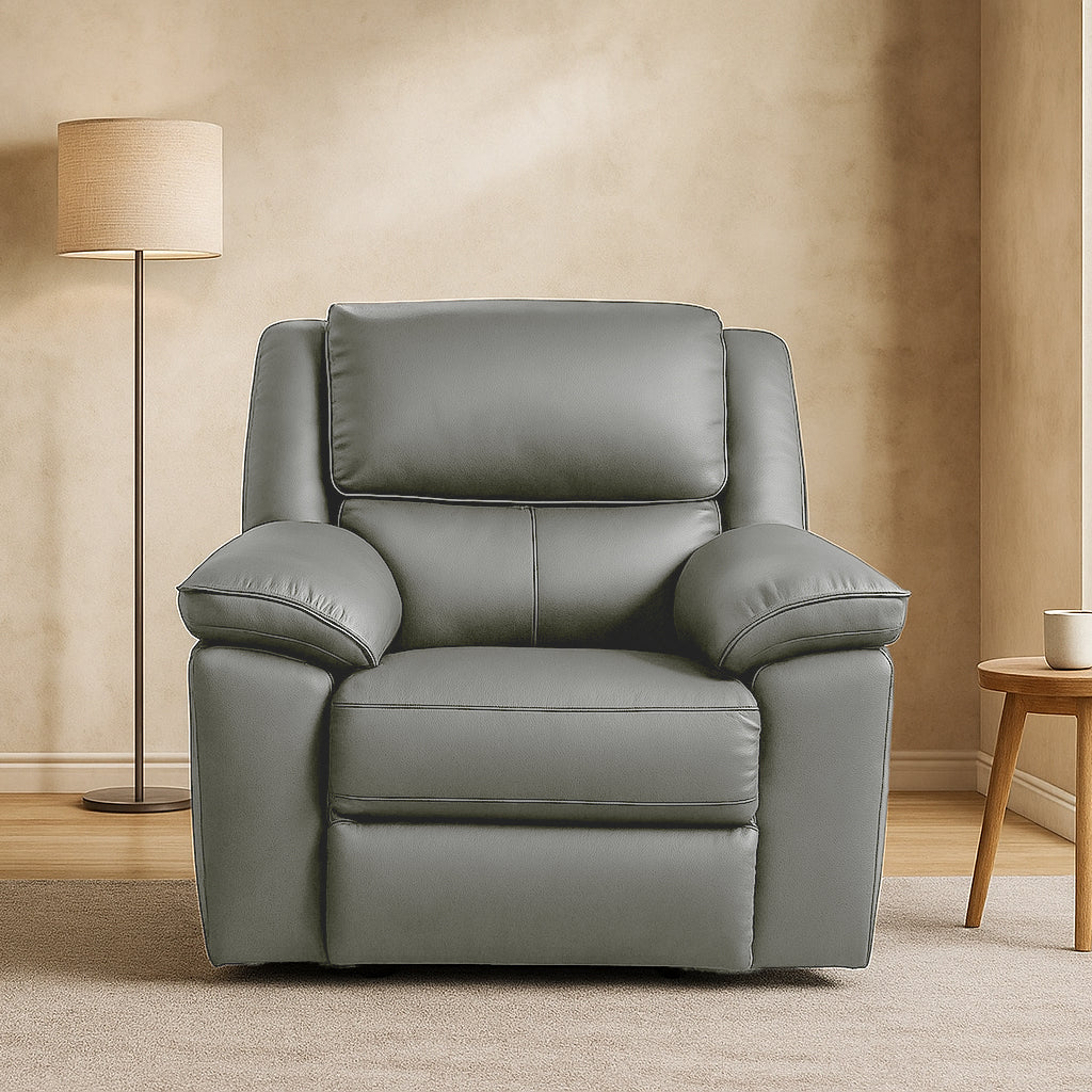 Ibis Leather Manual Recliner-Light Grey