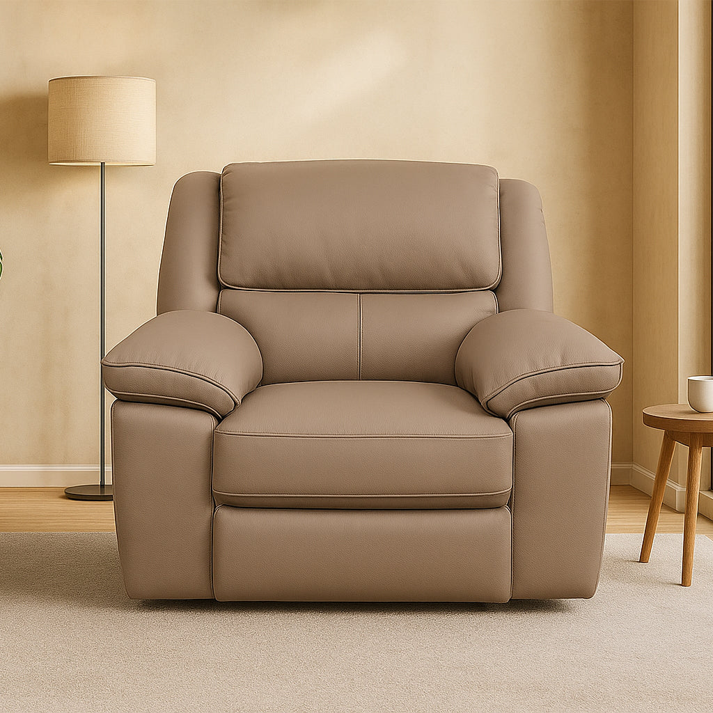 Ibis Leather Manual Recliner-Taupe