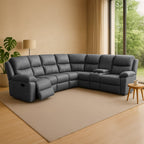 Ibis 6 Seater Leather Cnr Modular Recliner-Charcoal