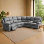 Ibis 6 Seater Leather Cnr Modular Recliner-Light Grey