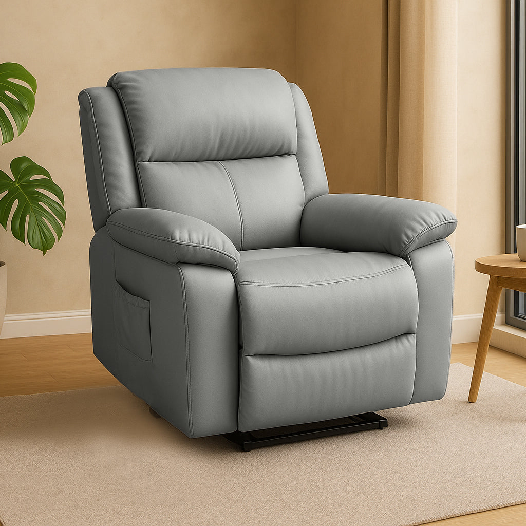 Ibis Leather Lift Chair-Light Grey