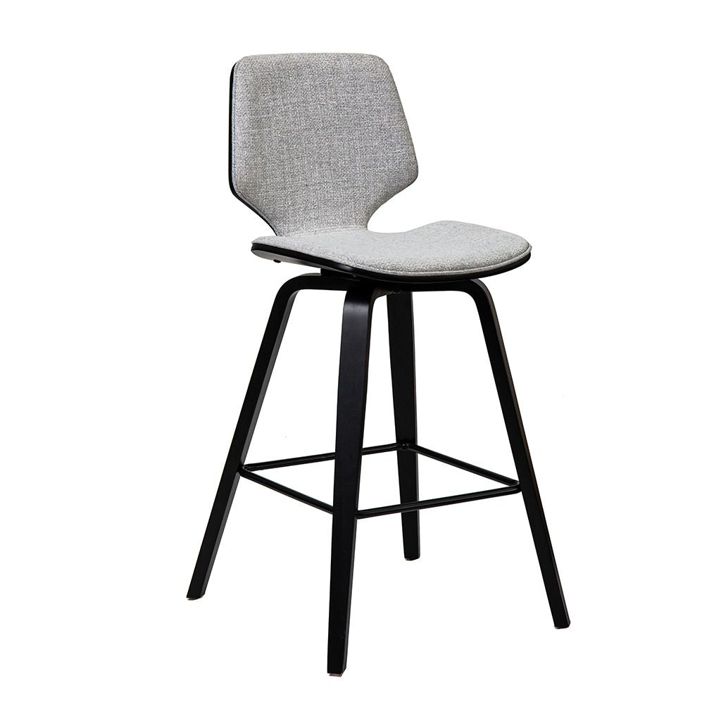 Ryde Bar Stool-Black Colour Frame with Grey Fabric Seat