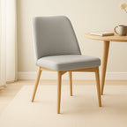 Jasper Leather Dining Chair-Light Grey Leather with Clear Stain Legs