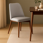 Jasper Leather Dining Chair-Light Grey Leather with Blackwood Stain Legs