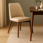 Jasper Leather Dining Chair-Light Mocha Leather with Blackwood Stain Legs