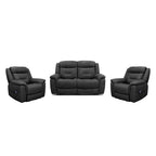 Kate 3 Piece Leather Manual Recliner Suite-2 Seater Recliner Sofa + 2 Recliners