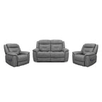 Kate 3 Piece Leather Manual Recliner Suite-2 Seater Recliner Sofa + 2 Recliners
