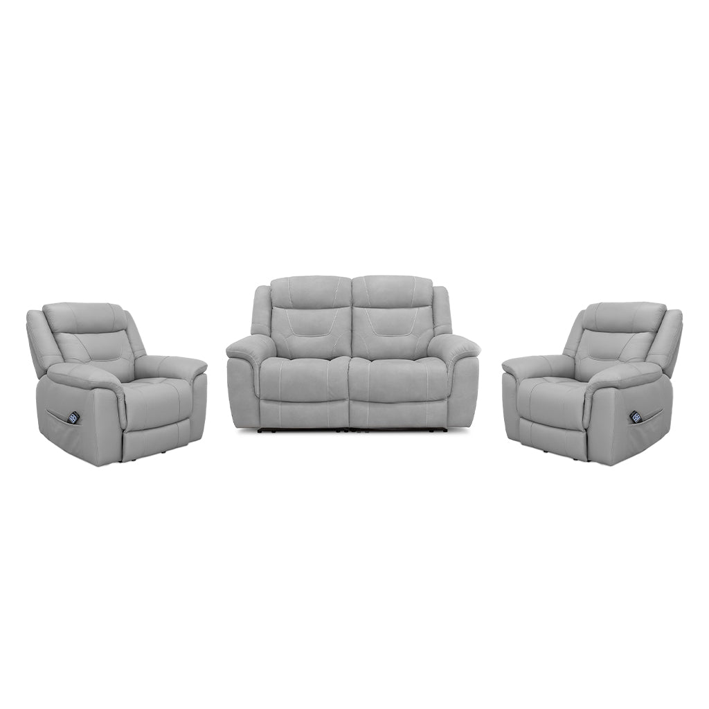 Kate 3 Piece Leather Manual Recliner Suite-2 Seater Recliner Sofa + 2 Recliners