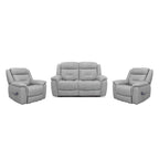 Kate 3 Piece Leather Manual Recliner Suite-2 Seater Recliner Sofa + 2 Recliners