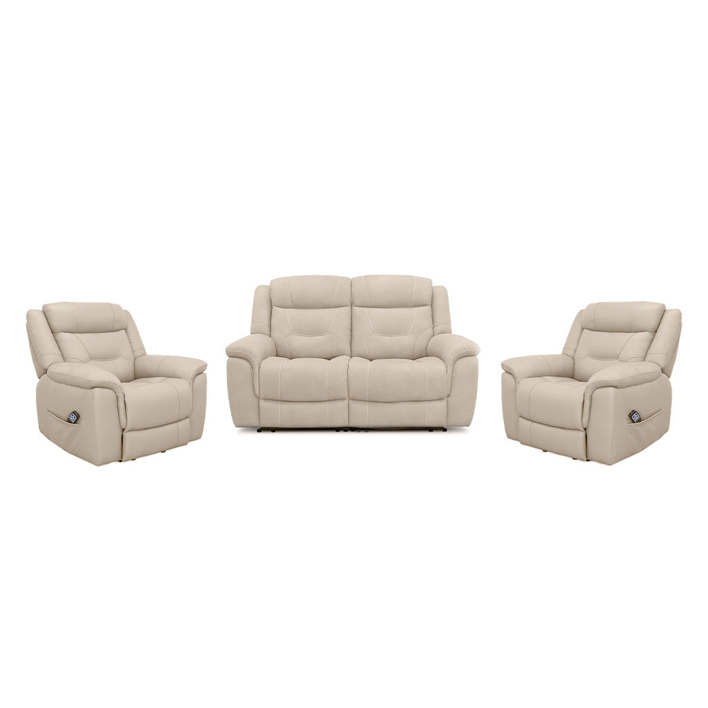 Kate 3 Piece Leather Manual Recliner Suite-2 Seater Recliner Sofa + 2 Recliners