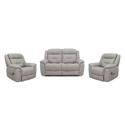 Kate 3 Piece Leather Manual Recliner Suite-2 Seater Recliner Sofa + 2 Recliners