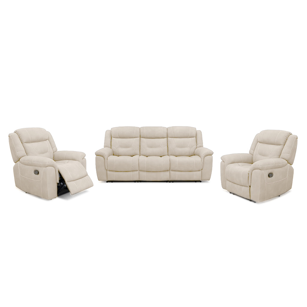 Kate Power Recliner Suite 3 Seater Recliner and 2 Recliners-Sand