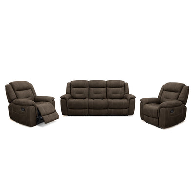 Kate 3 Piece Leather Manual Recliner Suite-3 Seater Recliner Sofa + 2 Recliners hover image