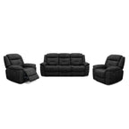 Kate 3 Piece Leather Manual Recliner Suite-3 Seater Recliner Sofa + 2 Recliners