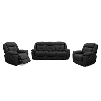 Kate 3 Piece Leather Manual Recliner Suite-3 Seater Recliner Sofa + 2 Recliners