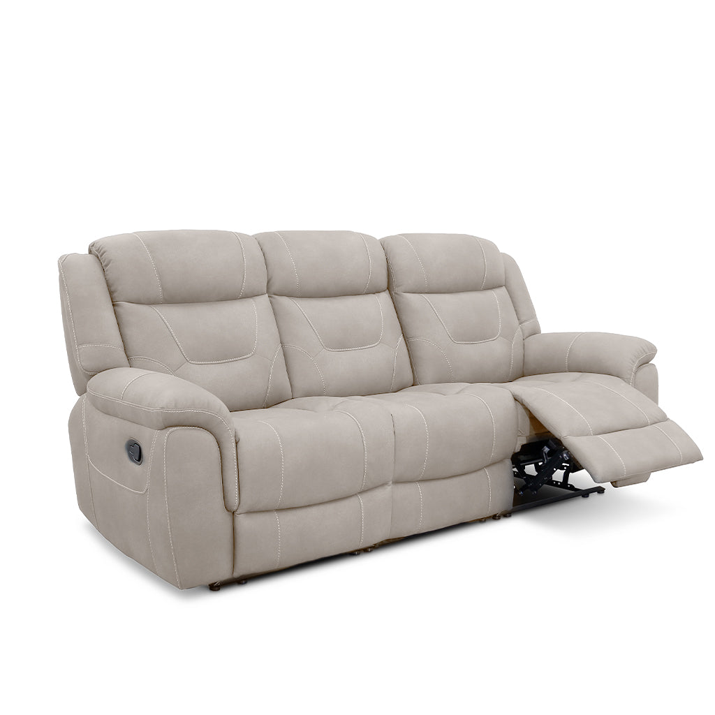 Kate 3 Seater Leather Power Recliner-Light Taupe