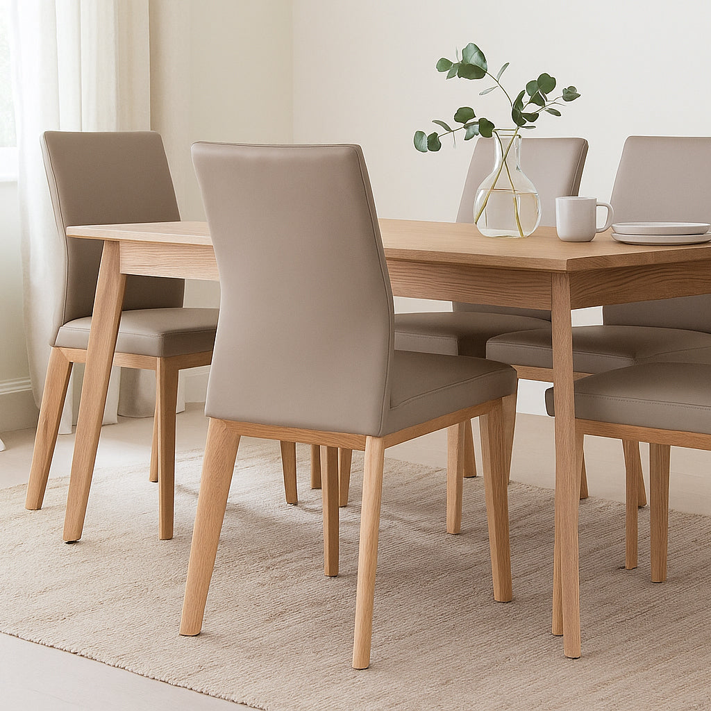 Kobe Leather Dining Chair-Light Mocha Leather with Clear Stain Legs