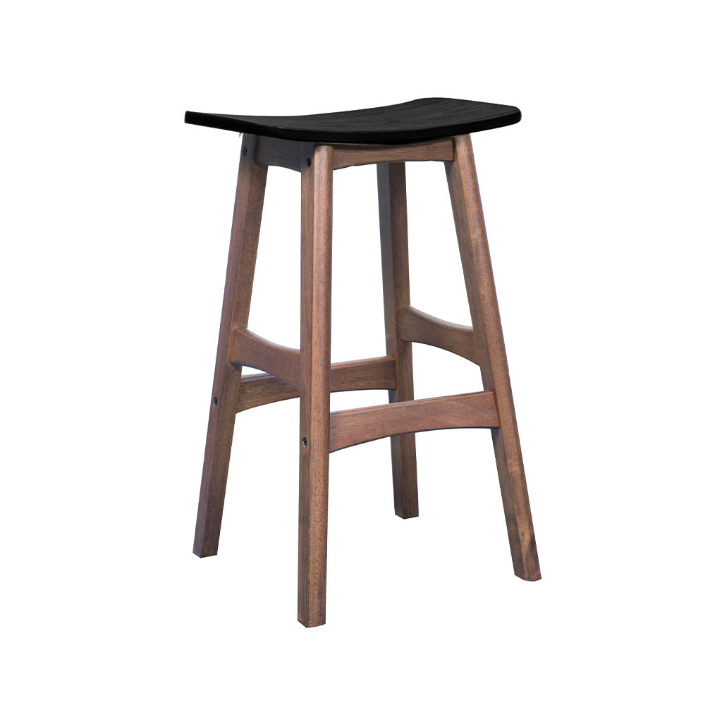 Gangnam Bar Stool-Light Walnut with Black Veneer Seat
