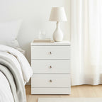 Leo 3 Drawer Bedside-White