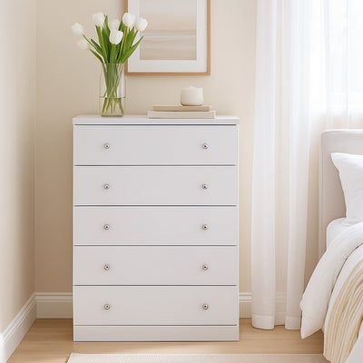 Leo 5 Drawer Chest 80cm wide-White hover image