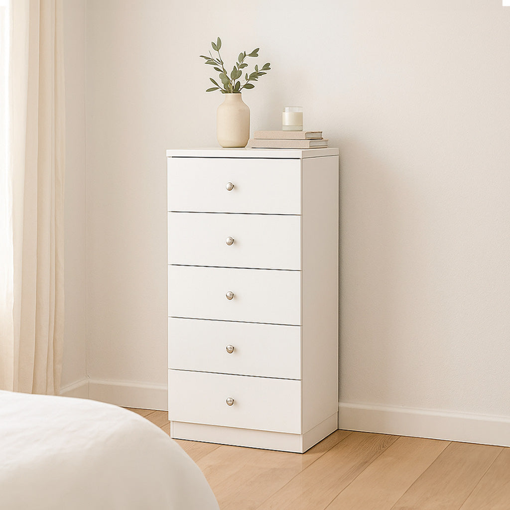 Leo 5 Drawer Chest-White