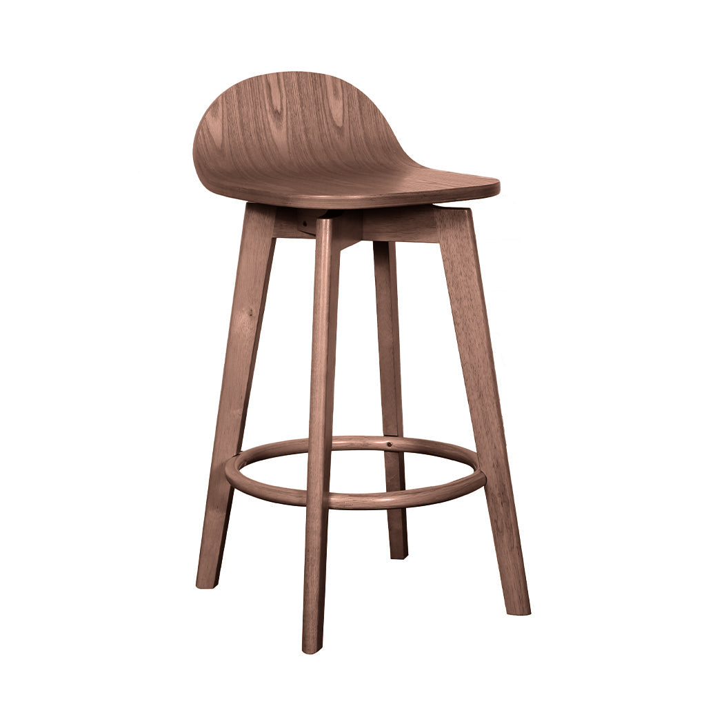 Caulfield Bar Stool-Light Walnut with Light Walnut Veneer Timber Seat